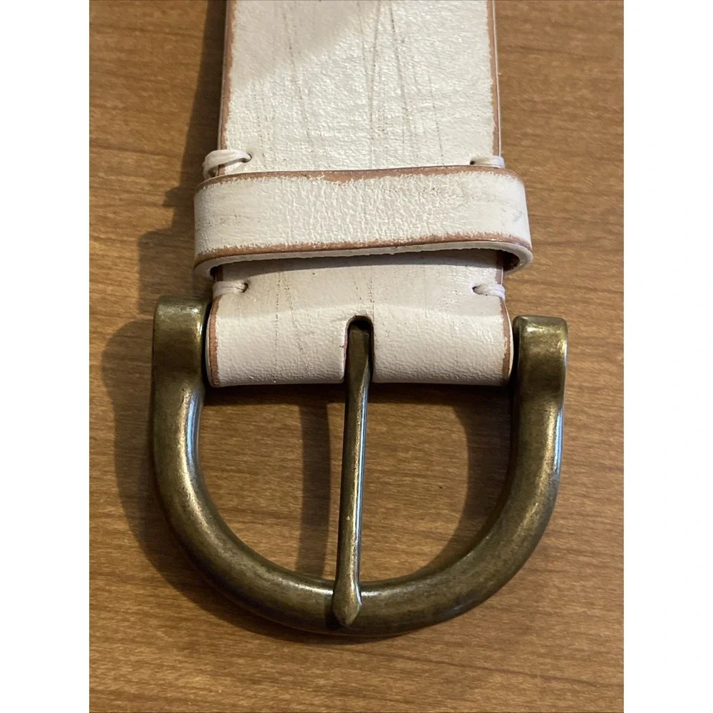 Lauren Ralph Lauren Belt Women XL White Leather Braids Preppy Wide